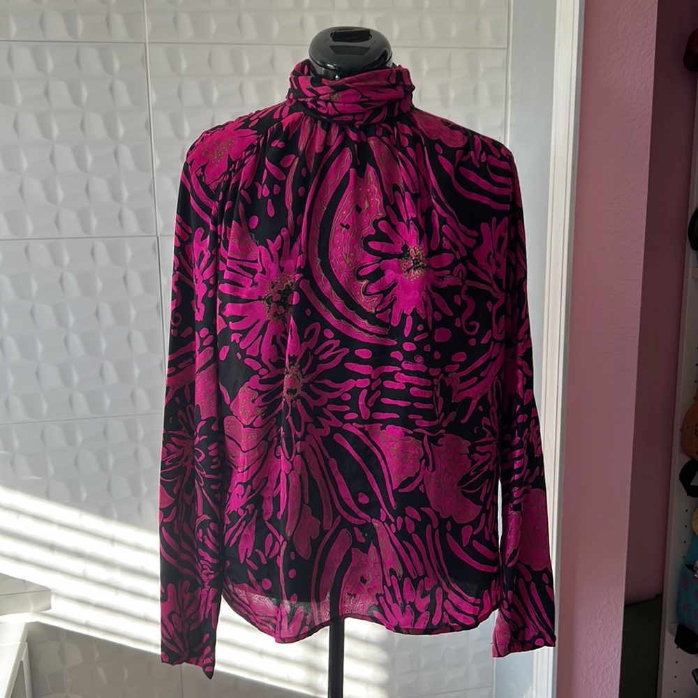 Vintage silk Christian Dior Separates floral blouse - read for condition